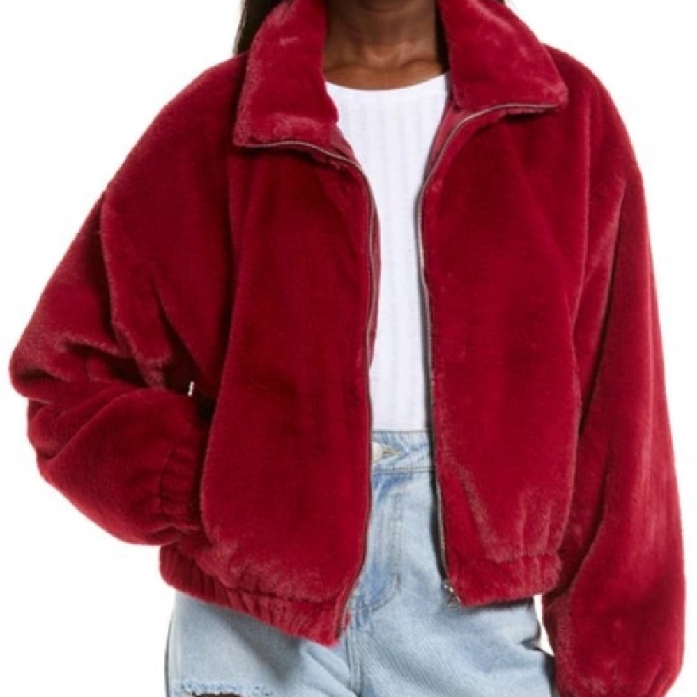 BP Crop Faux Fur Jacket